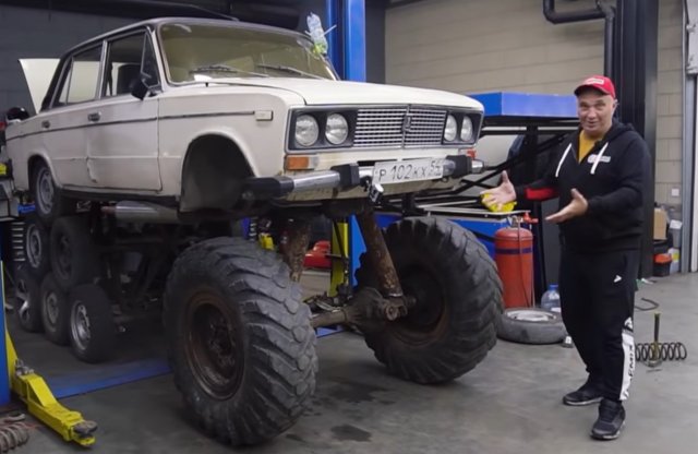 Videón a 14 kerekű, két emelet magas Lada építése!
