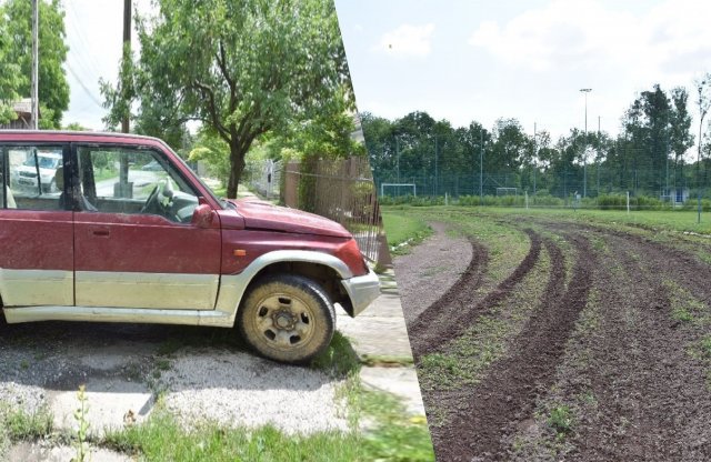 Szétdriftelték a bátaszéki focipályát, mutatjuk az okozott kárt!