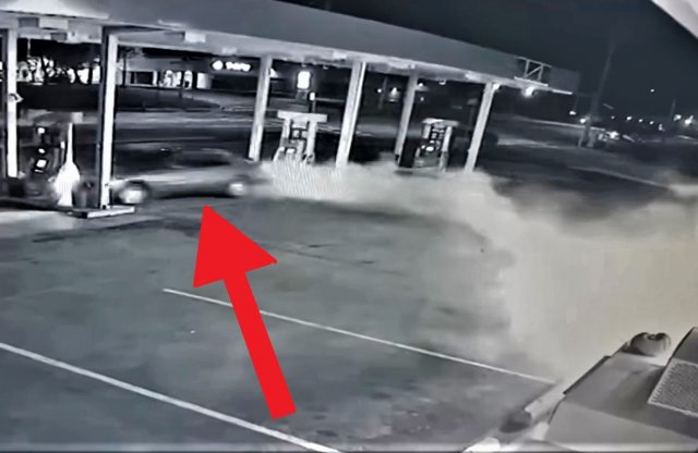 Robbanással és lángokkal ért véget a benzinkúti drift