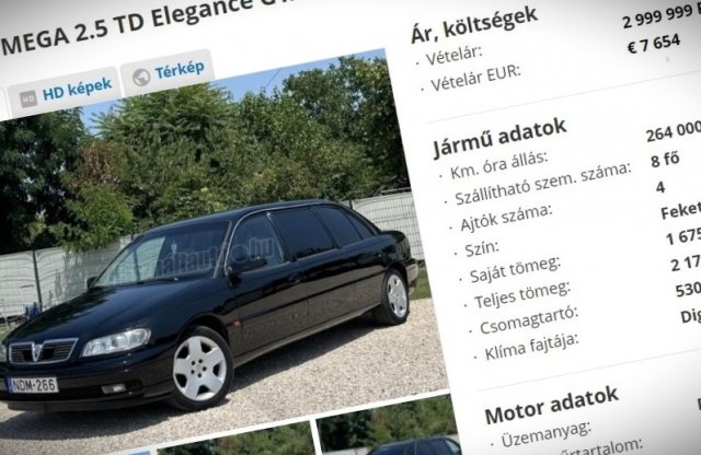 Nyolcszemélyes Opel Omega luxusautó? Magyarországon árulják!
