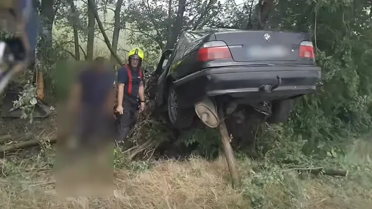 Fának csapódott BMW-ből mentették ki a rendőrök az eltiltott sofőrt: íme a videó!