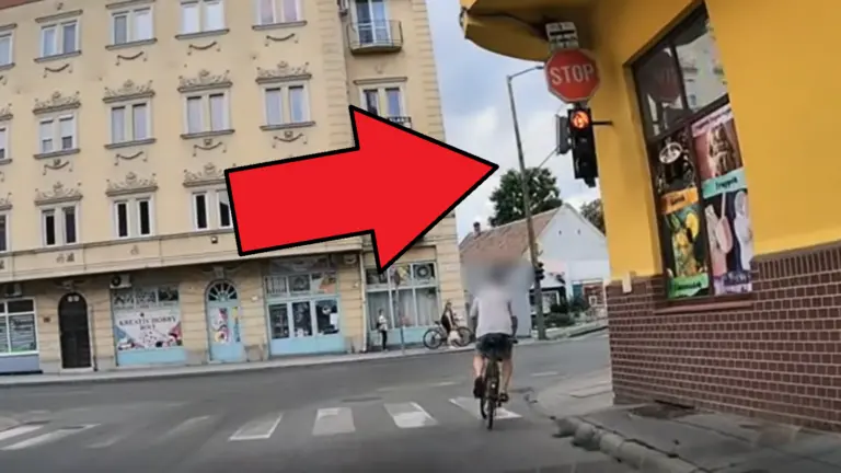 Azt hitte, hogy a kerékpárosra nem vonatkozik a piros: kitalálod, milyen autó követte?